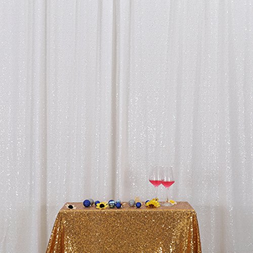 Poise3EHome White Sequin Backdrop,6FT x 8FT Sequin Photography Backdrop Curtain for Party Decoration
