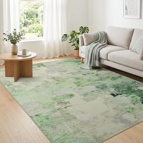 Tapete Joydeco Abstracto Moderno 5x7 Verde Claro Lavable miniatura 1