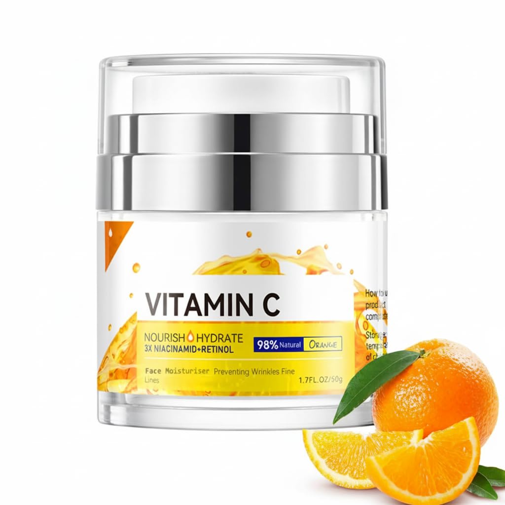 Vitamin C Face Cream, Brightening Face Moisturiser With Retinol For Women, Anti-Aging, Skin Tightening, Brightening Organic Face Cream For Dark Spots Acne,Fine Lines,