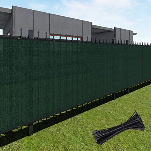 FLORALEAF 4' x 7' Green Fence Privacy ScreenCommercial Outdoor Backyard Shade Mesh Fabric 90% Blockage Net Cover for Wall Garden Yard Backyard (Customized Available) with Zipties