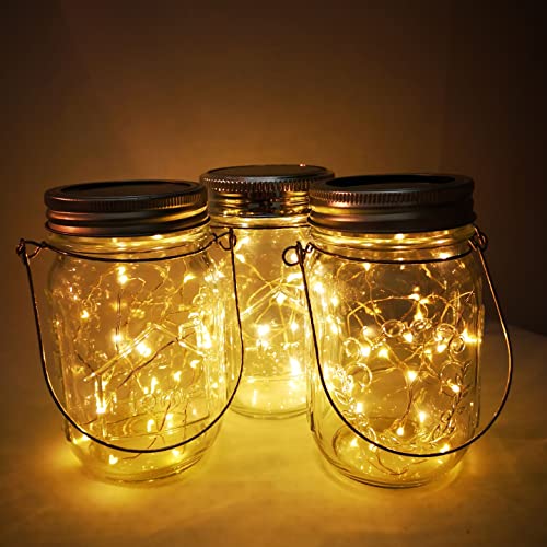 Aikeve Solar Mason Jar Lights,4 Pack 30 Led Starry Fairy String Hanging Jar Lights,Solar Lanterns For Outdoor Patio Party Garden Wedding Christmas Decorations Lights(Mason Jars/Handles Included) #TOP6