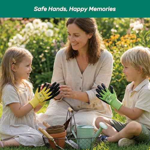 Image of Kebada Toddler Gardening Gloves, Latex Coated, Ages 3-5, 3 Pairs