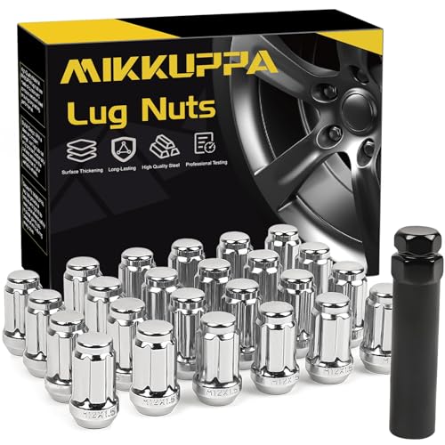 Image of MIKKUPPA 24pcs M12x1.5 Lug Nuts - Replacement for 1984-2013 Toyota 4Runner, 1995-2013 Tacoma, 2000-2006 Tundra Aftermarket Wheel - Chrome Closed End Lug Nuts with Socket