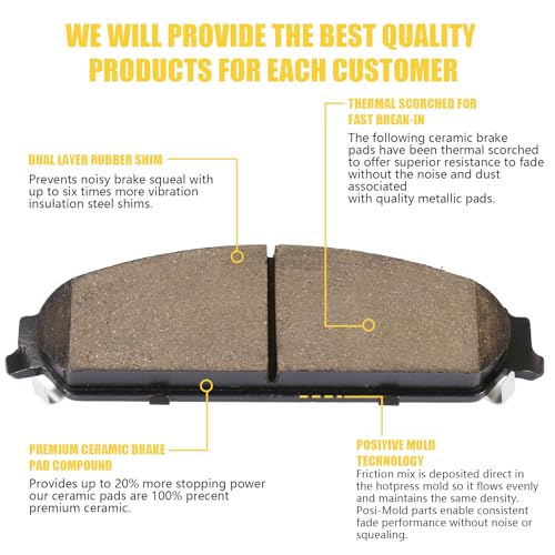 Image of D1058 Front Ceramic Brake Pads Kit Fit For Chrysler 300 2005-2023, For 200 2013-2014, For Dodge Charger 2006-2023, For Magnum 2005-2008, For Challenger 2009-2022, For Charger 2006-23