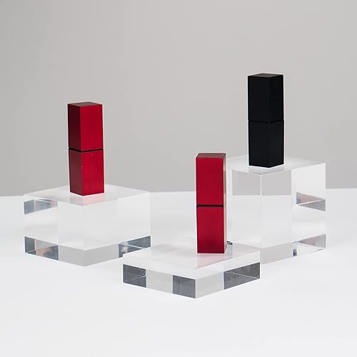 Miniatura 4 de Cubo de acrílico pulido transparente, accesorios para fotos, bloques pulidos con borde, base elevadora, pedestal acrílico sólido para figuras