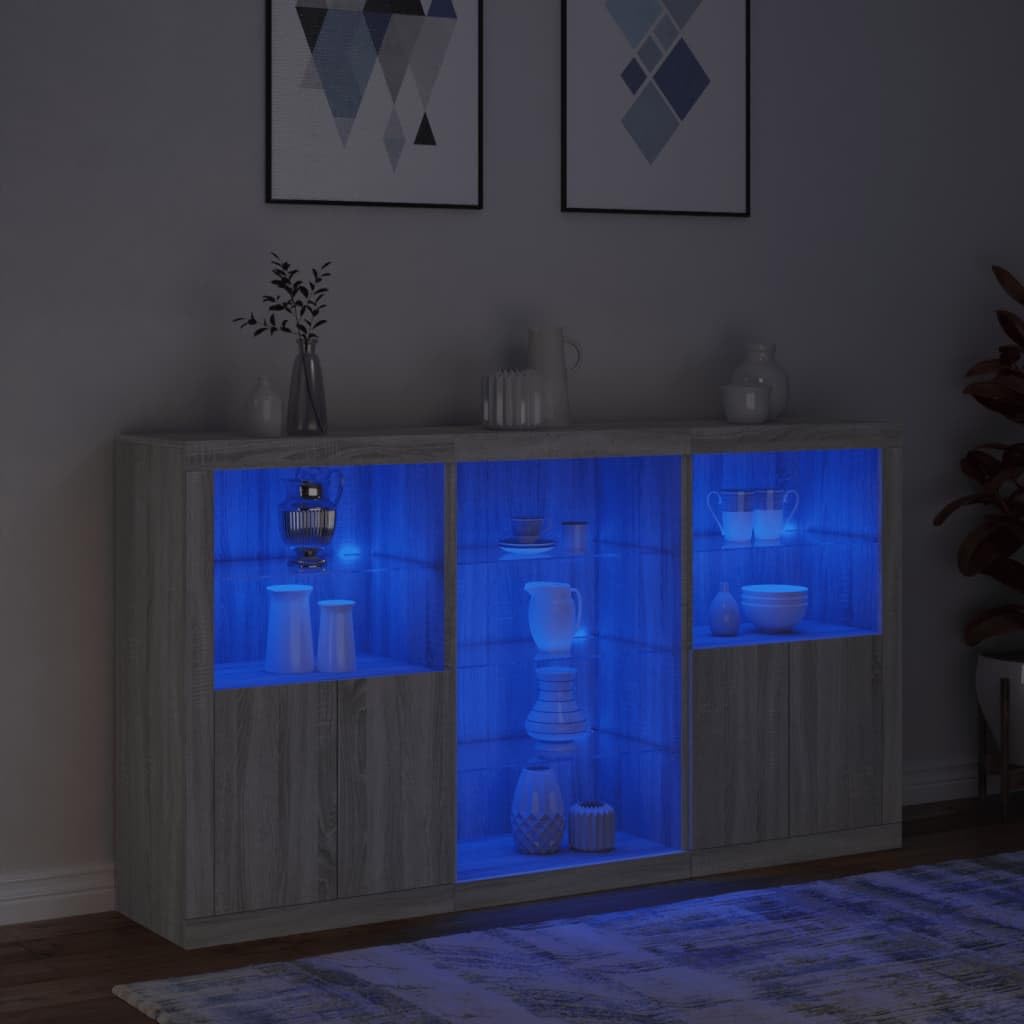ShGaxin Kredens z lampami szary Sonoma 181,5 x 37 x 100 cm, komoda do sypialni, komody i kredensy, szafka do salonu, komody do korytarza, meble pokojowe - 3209182