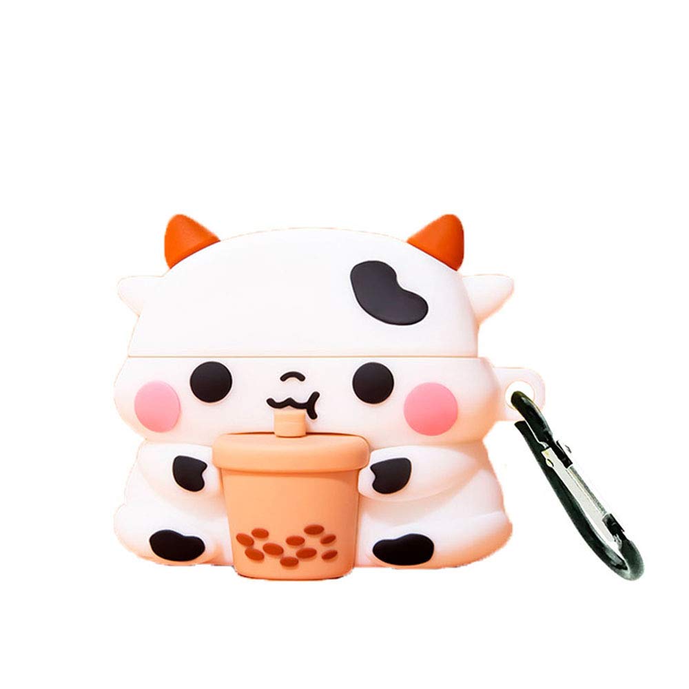 koytooy for AirPod Pro Case, Cute Unique Boba Cow Cartoon Fashion Design Airpod Protective Cover, Suitable for Girls and Boys AirPods Pro Protective Cover Accessory Keychain. (PRO Boba Cow)