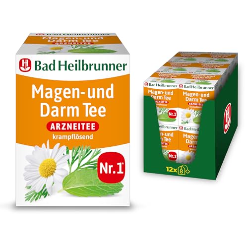 Bad Heilbrunner Magen- & Darm Tee - Arzneitee im Filterbeutel- Anis Bitterer Fenchel Koriander Kümmel - krampflösend bei Magen- & Darm-Beschwerden (12 x 8 Filterbeutel)