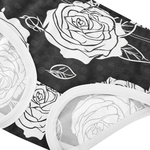 Toddler Underwear Custom 2t Cotton Panties for Girl Pattern Briefs Underpants White Roses Black4