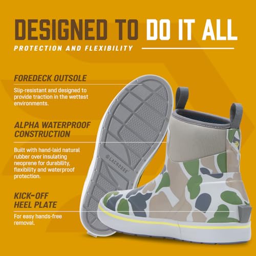 Image of LaCrosse Alpha Deck Boot 6-Inch - Waterproof Shoes for Men - Slip-Resistant Outsole & Deck Boots for Men - Quick-Dry Air-Circ Lining & Fishing Shoes