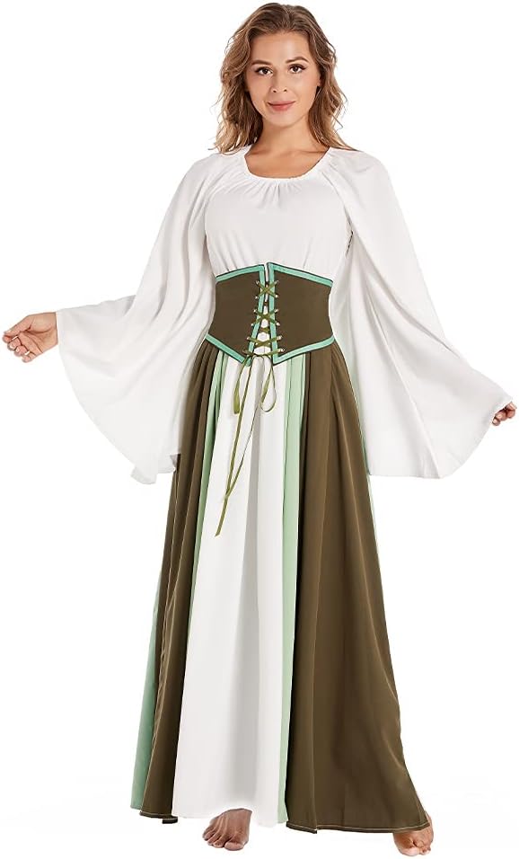 Amazon Co Jp Starvcos レディース ロング ドレス 中世風 ワンピース 長袖 貴族 ドレス パーティー 大人用 M 服 ファッション小物