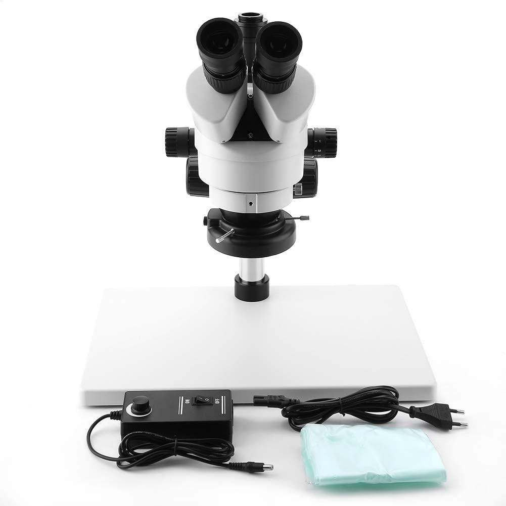Microscopio stereo trinoculare 3.5X-90X Zoom Oculari WF10X/20mm 100-240 V Microscopio professionale per adulti(bianca)