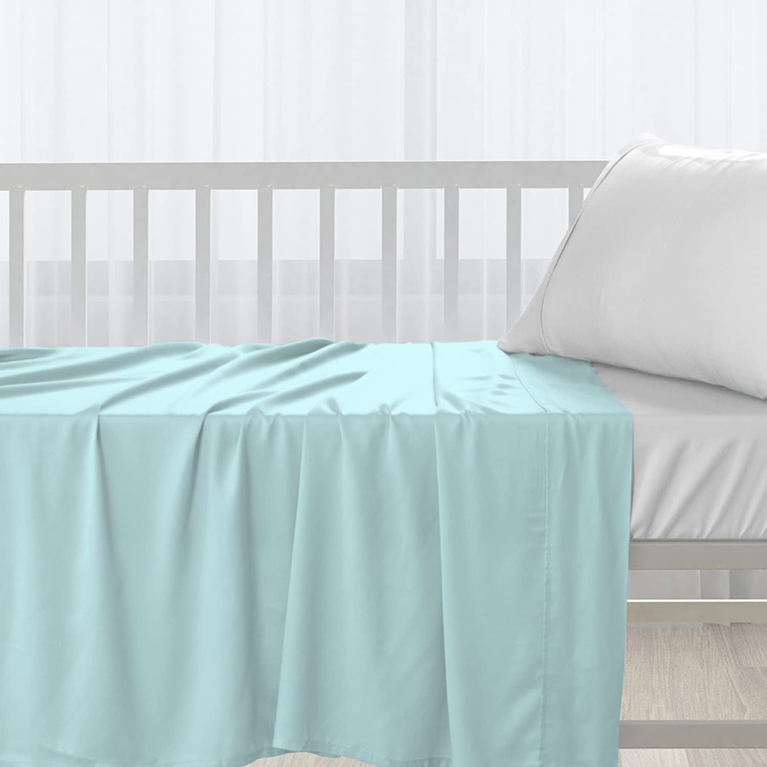 Pizuna Toddler Crib Pillow Cases 33x46cm Baby Blue, 2pc 400 Thread Count 100% Long Staple Cotton Luxurious Sateen Weave Baby Small Pillow Cases For Crib Bed By — view 85
