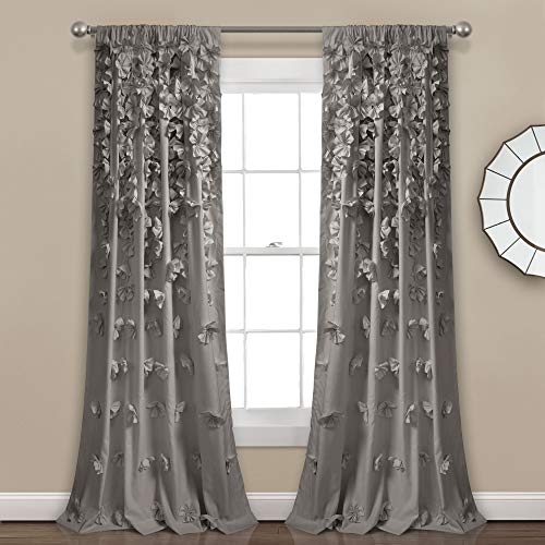 Lush Decor Riley Window Curtain Panel - Charming Handmade Bow Details - Elegant Light Filtering...