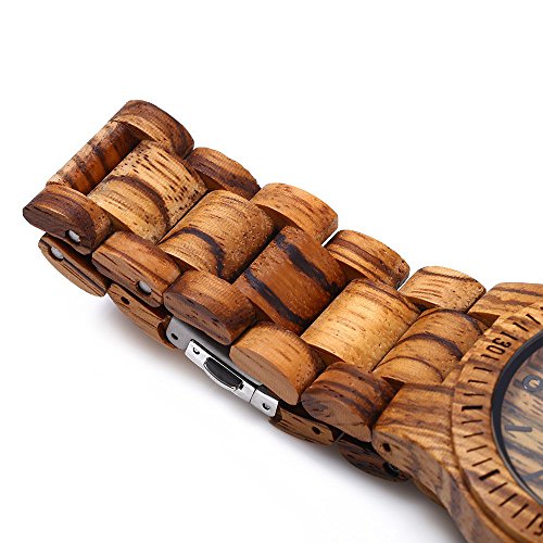 Image of BEWELL ZS-W086B Wooden Watch Men Gifts Handmade Date Display Quartz Movement Analog Lightweight Wood Wrist Watches