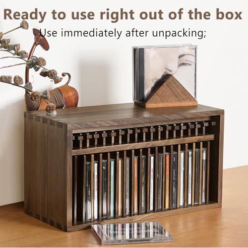 Supporto per CD, in legno, con pulsante pop-up, capacità 19 CD, per casa, ufficio, sala musica e sala teatro