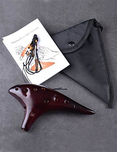 “Ocean Notes” 12 Hole Sweet Potato Ocarina Graceful Shape Pottery Ocarina In Alto C (Smoked Coffee) #TOP4