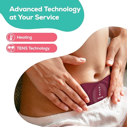 Image of Evereve Elegant Period Pain Reliever, TENS and Heat massager for Natural Menstrual Pain Relief, 15 Intensity Levels, Rechargeable Battery, 2 replaceable gel pads, 1 year warranty, Medical Device