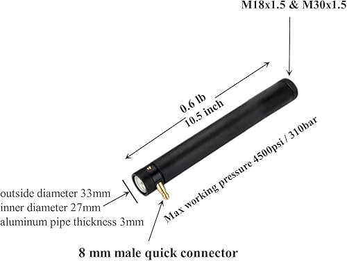 Miniatura 2 de Pcp - Cilindro de aire para pistola de aire, compatible con Hatsan Long BullBoss Tubo de aire de llenado negro de alta presión para pistola de aire
