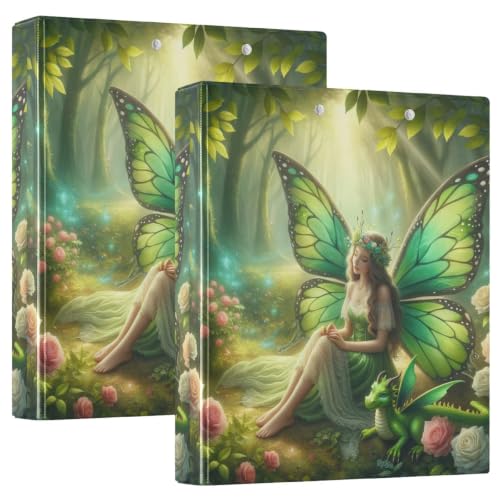 Classeur à 3 anneaux avec porte-bloc pour organiser vos cours de bureau et d'école motif vert