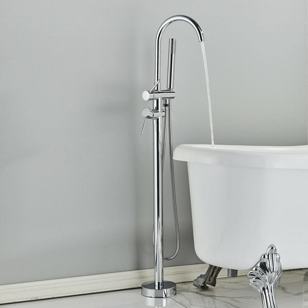 SBCGFY Floor Mounted Waterfall Spout Tub Shower Faucet Free Standing Bathtub Filler Tap
