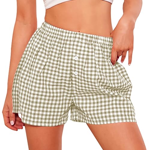 Image of PRETTYGARDEN Womens Summer Gingham Boxer Shorts