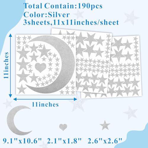 Vinilos adhesivos estrellas y luna plateados 11x11 pulgadas miniatura 4