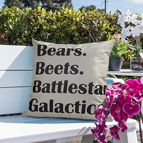 Fahrendom Battlestar, Bears, Beets, Galactica Quote Sign Decor Cotton Linen Home Decorative Throw Pillow Case Cushion Cover With Words For The Office Tv Series Lover, Sofa Couch 18 X 18 Inch #TOP4