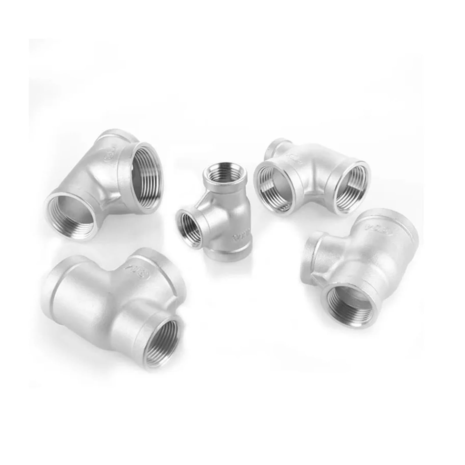 1/2 "3/4" 1 "1-1/4" 1-1/2 "adaptador acoplador de conector reductor de ajuste de tubería de acero inoxidable de tres vías en T de hilo femenino de 304"(2-2.5-2)