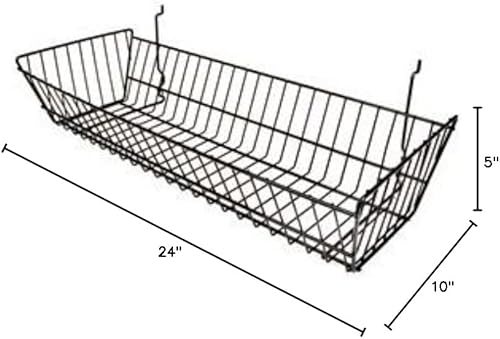 Miniatura 6 de Econoco - Cesta de alambre de doble inclinación negra multiajuste para Slatwall, tablero de clavijas o rejilla (juego de 6) canasta de alambre