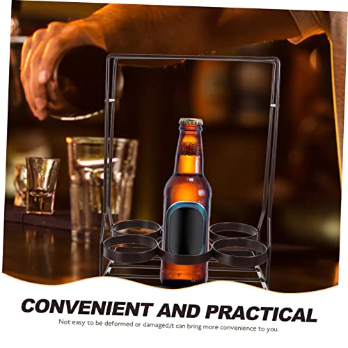 Soporte portátil para botellas de vino de hierro negro miniatura 5