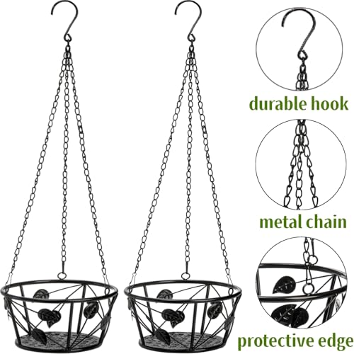 Image of Goaste 2 Pack Metal Plant Hanger, Hanging Plant Holder with Ceiling Hook, Modern Plant Hanging Basket, Decorative Planter Flower Pots Shelf for Indoor Outdoor Use, Home Decor