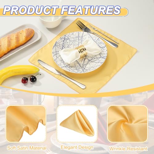 uxcell 12 Pz Servilletas de Satinado Amarillo miniatura 3