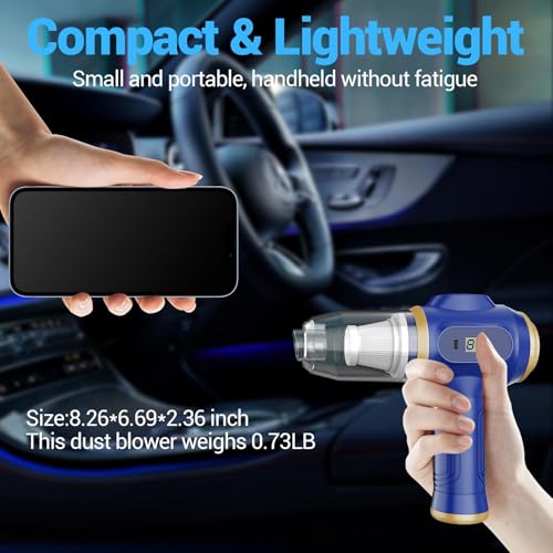 Image of Car Vacuum Portable Cordless 17000Pa Mini Handheld Vacuums | Blow and Suction with LCD Display and Multi-Nozzles, High Power for Car, Home, Office, Pet, Compact and Portable Design