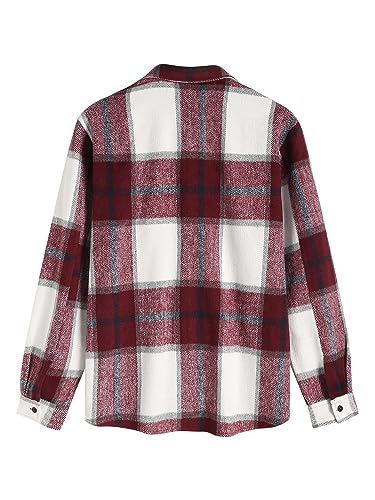 Image of ZAFUL Unisex Plaid Flannel Shirt Jacket Button Down Long Sleeve Pocket Coat Outwear | Mens Fall Clothes Lightweight Long Sleeve Button Down Flap Pocket Jacket Tops for Fall&Winter 2026