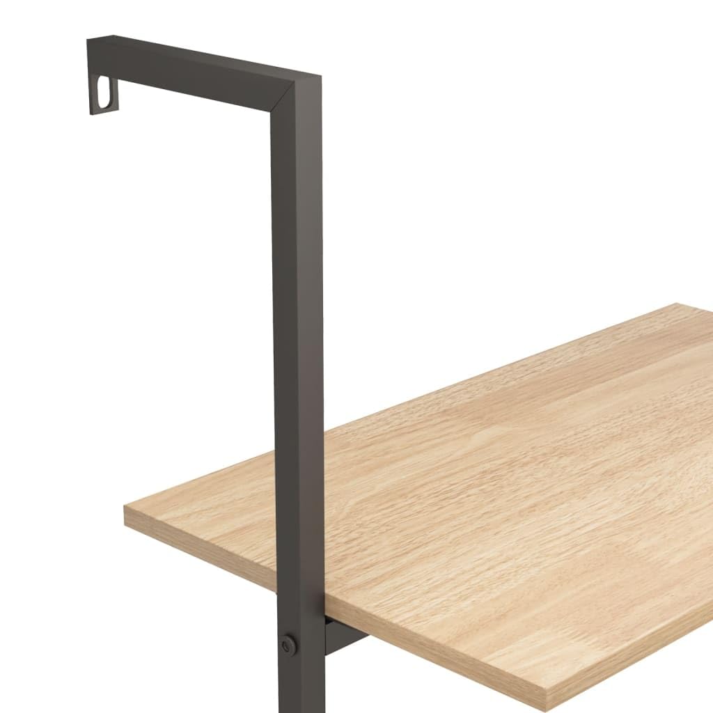 vidaXL Anlehnregal mit 5 Ablagen Bücherregal Büroregal Standregal Aktenregal Leiterregal Wandregal Bücher Regal Hellbraun Schwarz 64x35x185 cm
