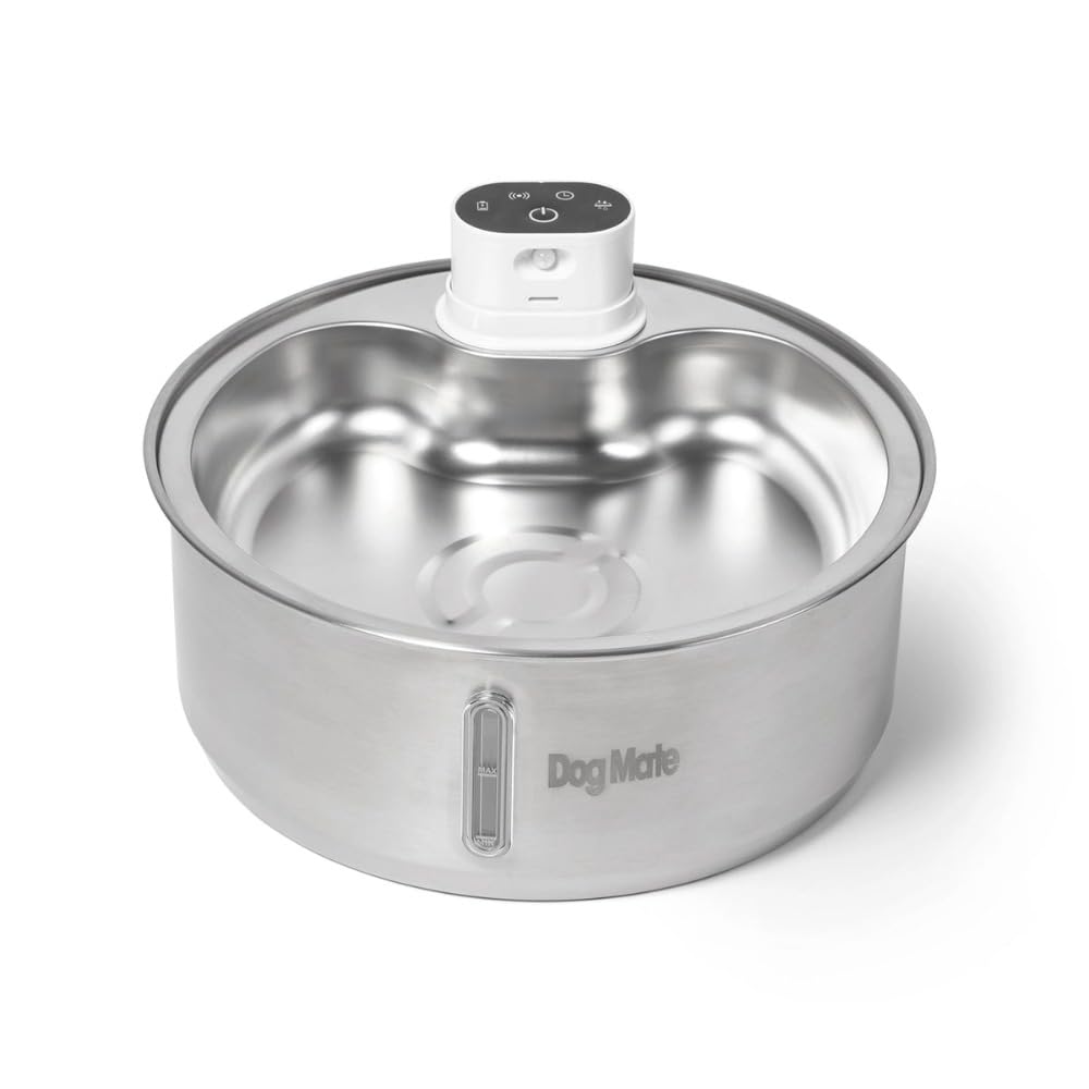 Dog Mate 8 Liter Edelstahl Hunde Trinkbrunnen – Automatischer Wasserspender für große Hunde, Gefilterter Haustierbrunnen, Hygienisch, USB-betrieben