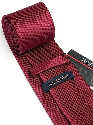Image of HISDERN Mens Ties Solid Color Tie and Pocket Square Set Classic Woven Formal Neckties & Handkerchief Wedding Party