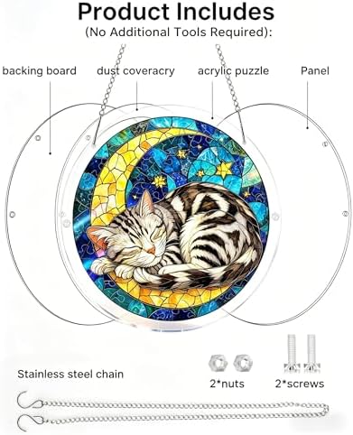 Acrylic Suncatcher Jigsaw Puzzle, Window Suncatcher Acrylic Puzzle, 83 Pieces DIY Suncatcher Kits for Adults, Home Decor Gift for Women Men Mom Birthday Gift (I) - 4