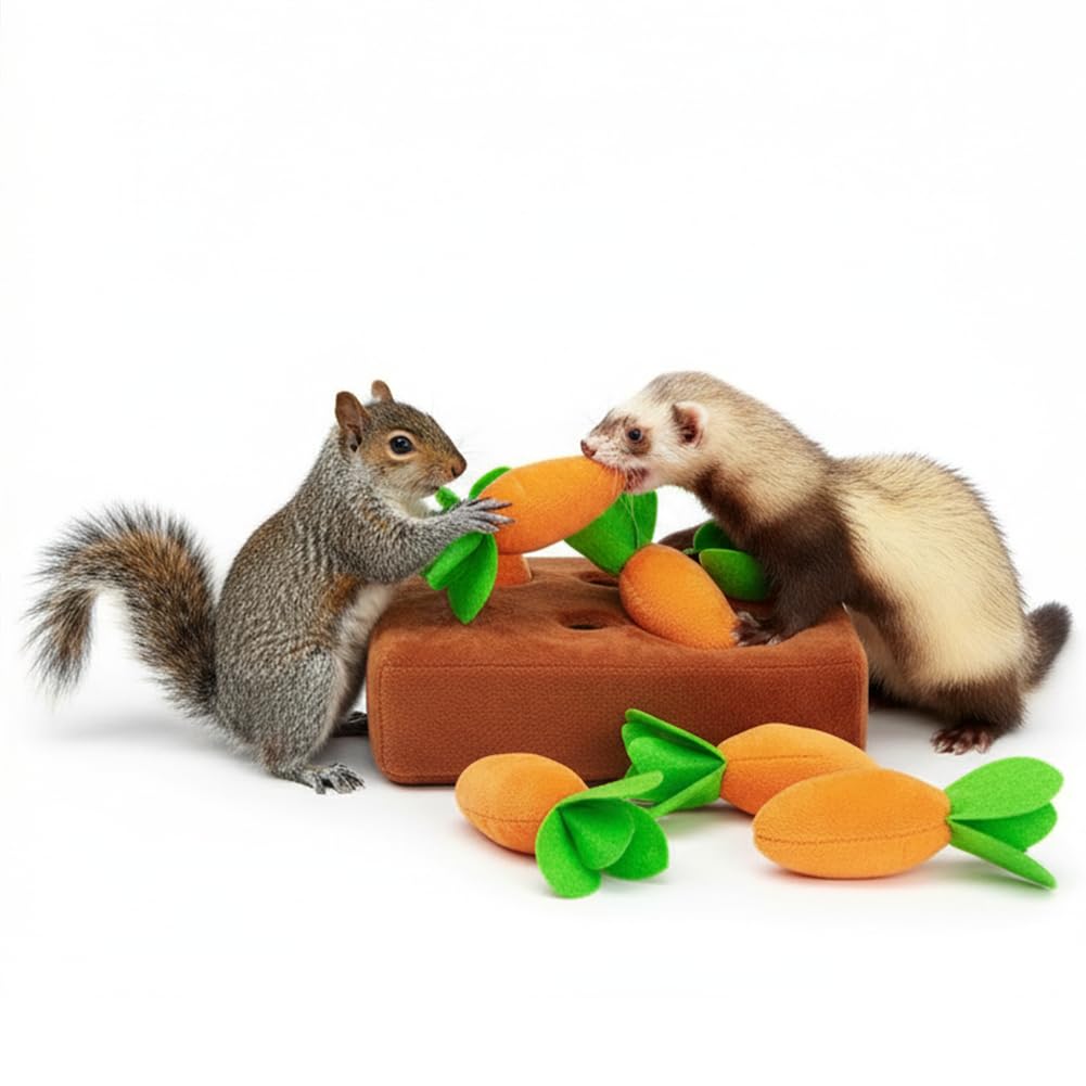 Frettchen-Spielzeug für Futtersuche, Karotte, Schnüffelmatte, interaktives Haustier-Leckerli-Anreicherungsspielzeug für kleine Tiere, Kaninchen, Kaninchen, Chinchilla, Meerschweinchen, Hamster (6