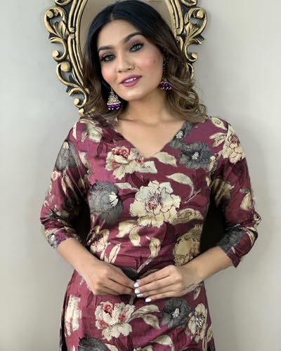 Image of ANNI Designer Womens Rayon Straight Fit Printed Kurta Pant Set