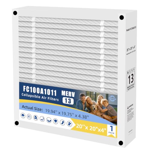 FC100A1011 Air Filter Replacement Compatible With Honeywell FC100A1011 20x20x4 HVAC Furnace Filters MERV 13 AC Filter (1 Pack) (Actual Size: 19.94 x 19.75 x 4.38 Inches)
