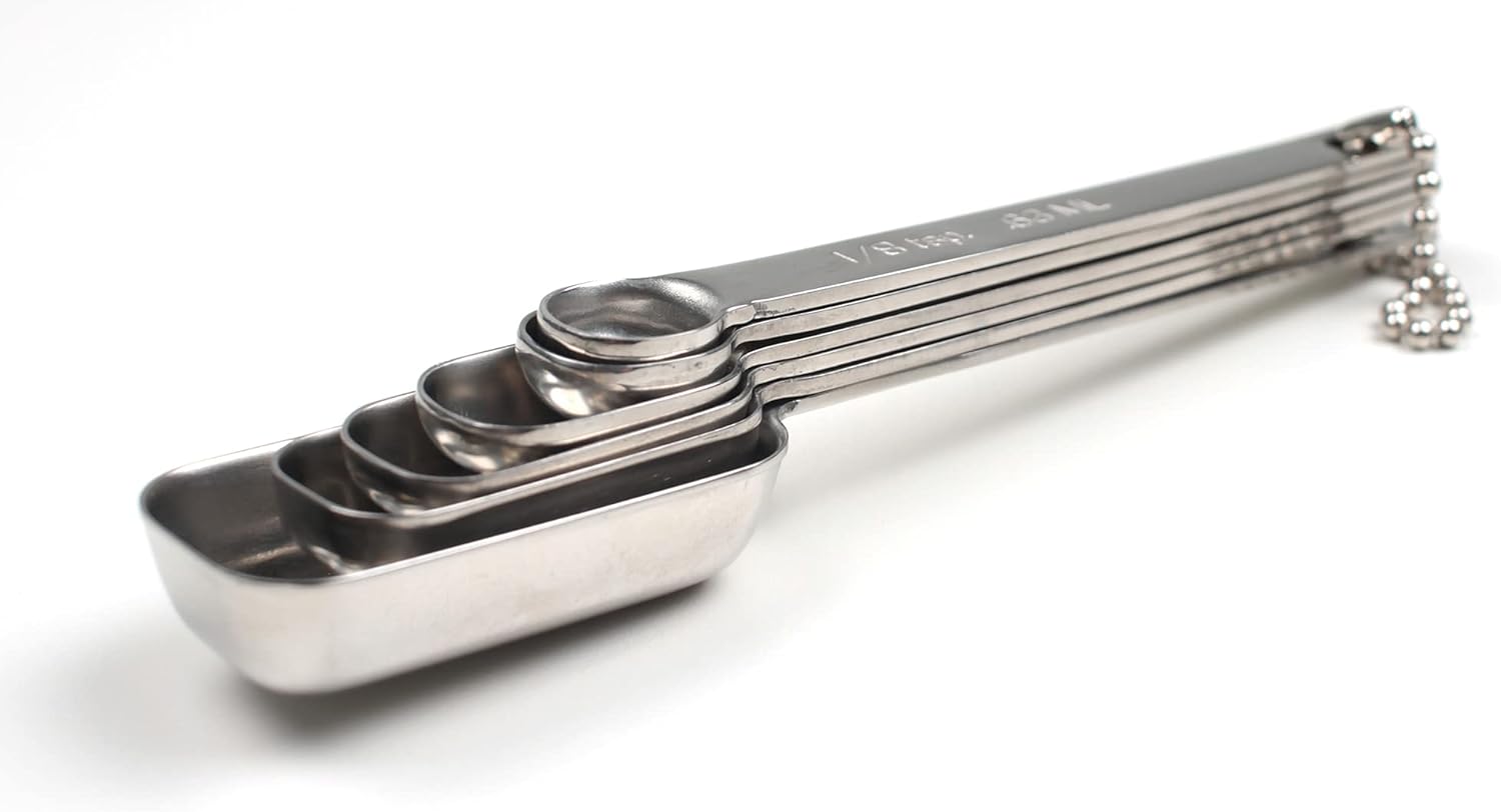 RSVP International Endurance Stainless Steel Spice Measuring Spoons, Set of 6 | 1/8 tsp to 1 Tbsp Measurements | Nest for Easy Storage | Dishwasher Safe | Dry or Liquid | Baking or Cooking : Tools & Home Improvement