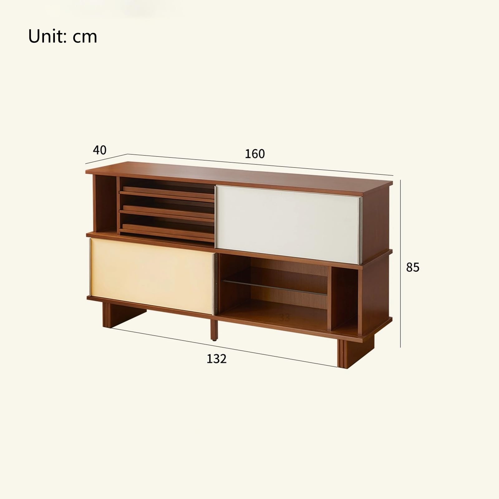 Bar kawowy 160 x 40 x 85 cm szafka boczna z litego drewna salon jadalnia dom przechowywanie ściana retro szuflada drzwi przesuwne szafka bufetowa z miejscem do przechowywania