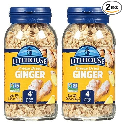 Litehouse Freeze Dried Ginger - Ginger Flakes, Substitute for Fresh Ginger, Perfect for Tea, Organic Dried Ginger Root, Non-GMO, Gluten Free - 0.56 Ounce, 2-Pack