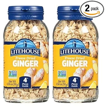 Litehouse Freeze Dried Ginger - Ginger Flakes, Substitute for Fresh Ginger, Perfect for Tea, Organic Dried Ginger Root, Non-GMO, Gluten Free - 0.56 Ounce, 2-Pack