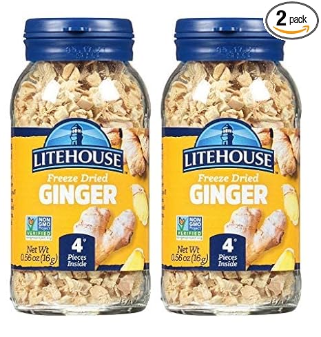 Litehouse Freeze Dried Ginger - Ginger Flakes, Substitute for Fresh Ginger, Perfect for Tea, Organic Dried Ginger Root, Non-GMO, Gluten Free - 0.56 Ounce, 2-Pack