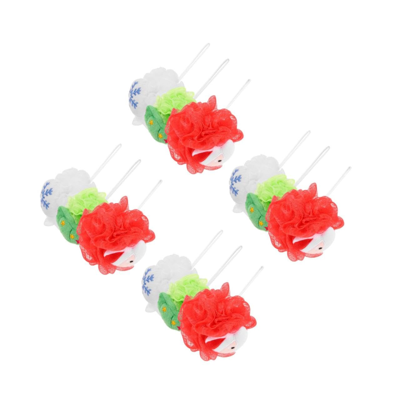 12 Pezzi Spugne Doccia Natalizie con Morbida Loofah Esfoliante per Bagno Palline Lavaggio PE Resistente e Schiuma Accessori Bagno Festivi