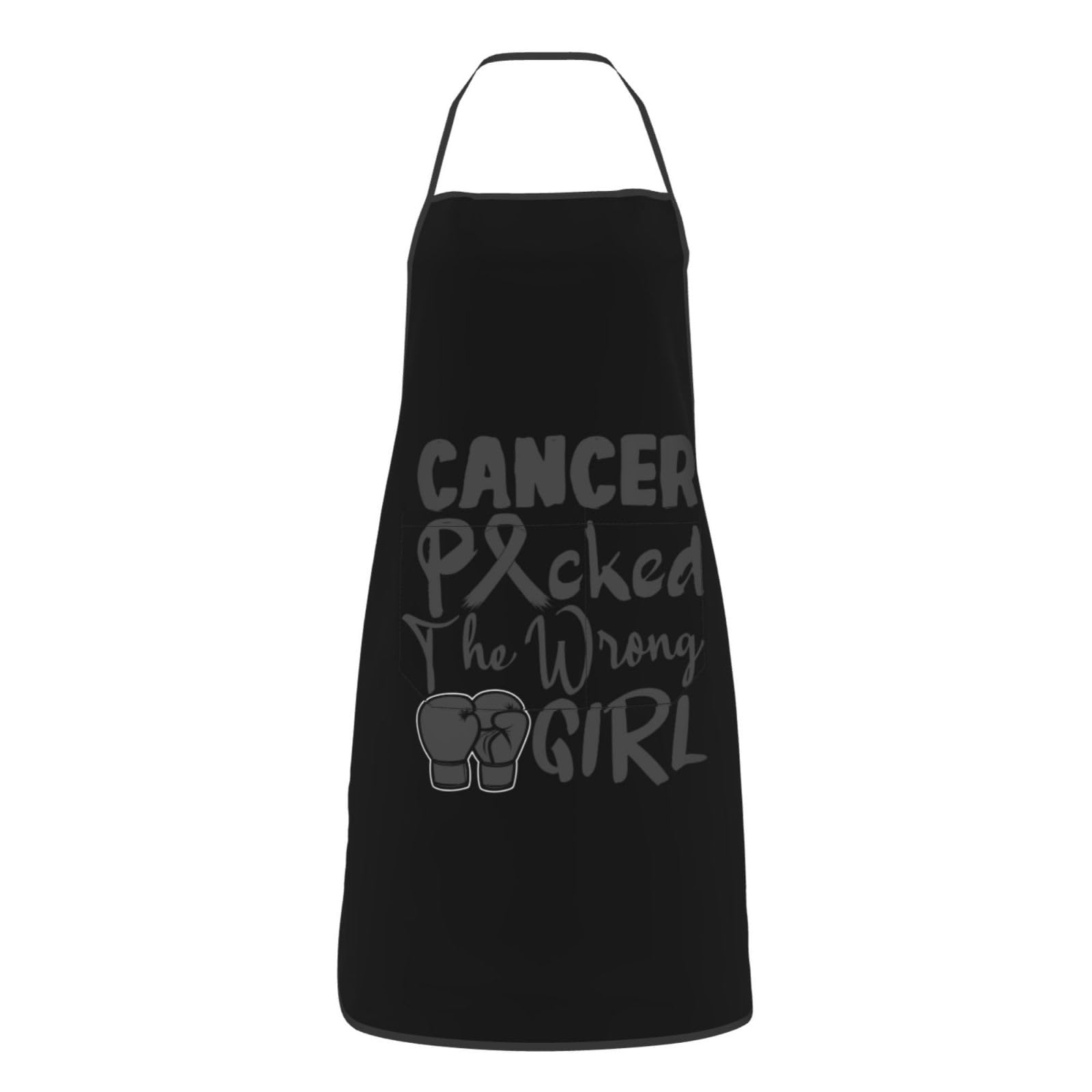 nopicsn Cancer Picked The Wrong Girl Melanoma Apron for cooking with Pockets Women Men Kitchen Chef Funny Aprons