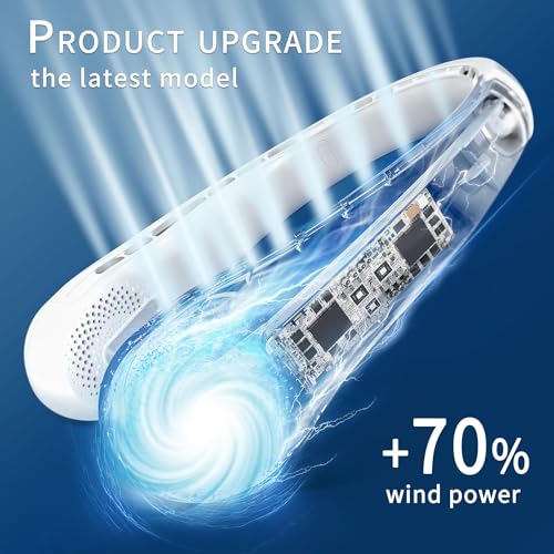 Image of FrSara Bladeless Neck Fans Portable Rechargable, Adjustable, 360 Cooling | Super Quiet, No Blade Fan Design, No Hair Twisting, Even Air Volume On Both Sides, Non-Slip, Short Charging, Long Use Time